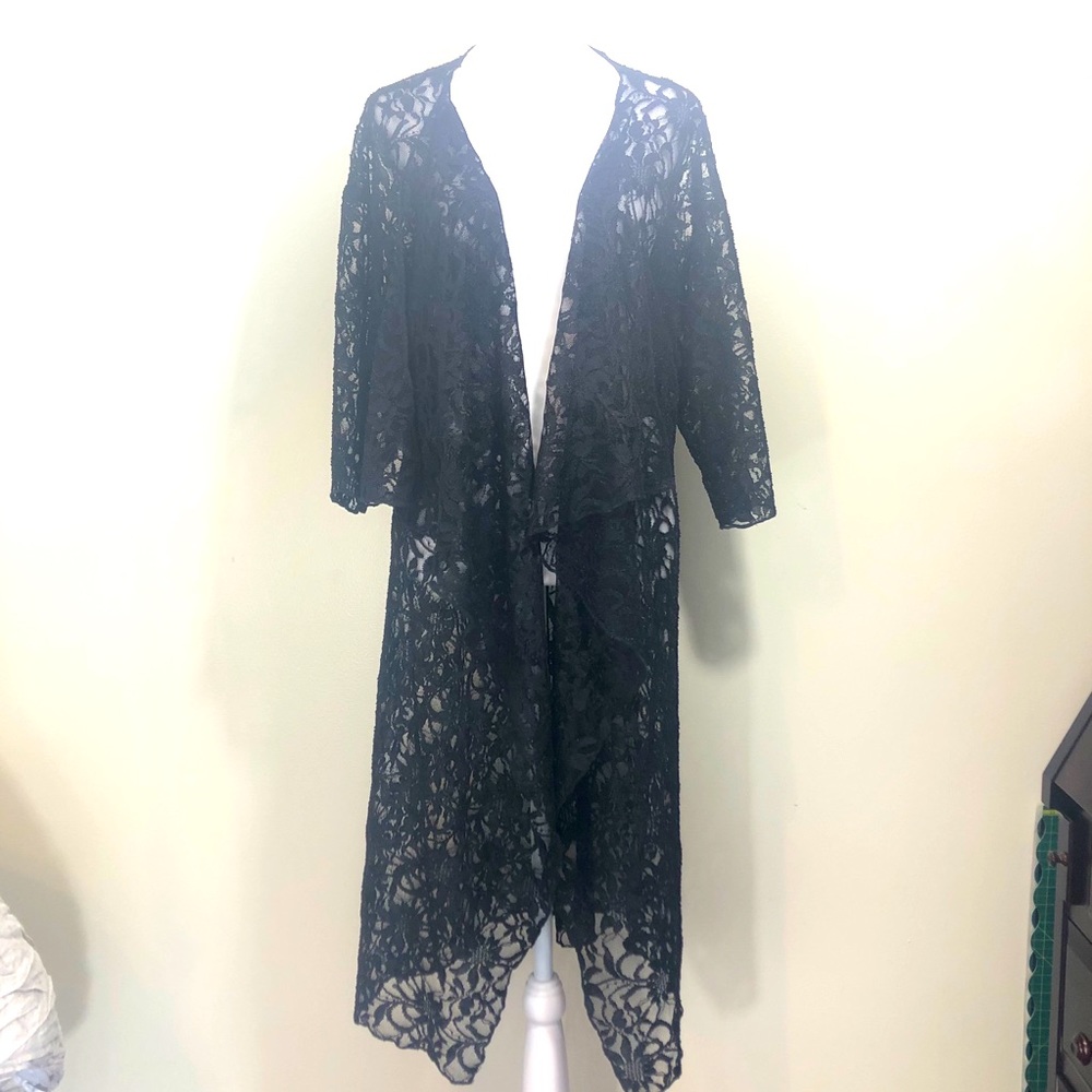 LuLaRoe Black Lace Shirley Cardigan/Kimono- Medium